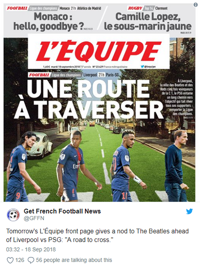Liverpool vs PSG: French front page recreates The Beatles' famous album cover to preview Champions League tie