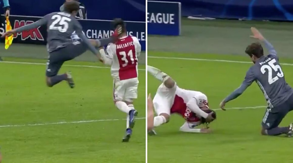 Thomas Muller Almost Decapitates Ajax Player With Karate Kick Challenge