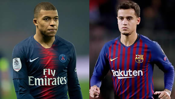 Barcelona could tempt Paris Saint-Germain into selling Kylian Mbappe by using Philippe Coutinho as bait