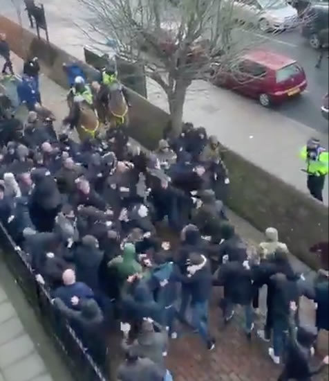 Millwall and Everton fans involved in MASS BRAWL before FA Cup tie