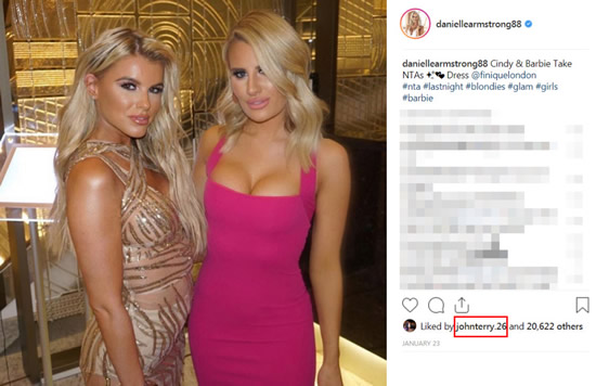 John Terry likes THIRTY sexy pics of former Towie star Danielle Armstrong on Instagram