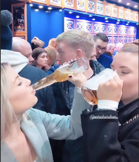 Rangers WAG swigs booze with Gers fans in epic Ibrox SESH