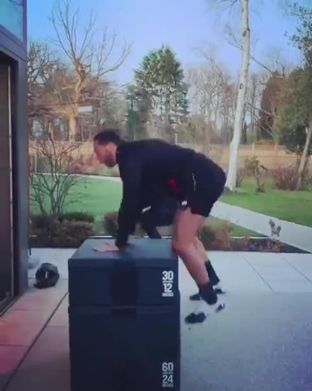 Man Utd legend Rio Ferdinand and Kate Wright show off 6am workout… before he comes a cropper on box jumps