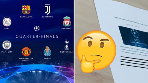 Twitter Users Claim A UEFA Director Has 'Leaked' The Champions League Quarter-Final Draw
