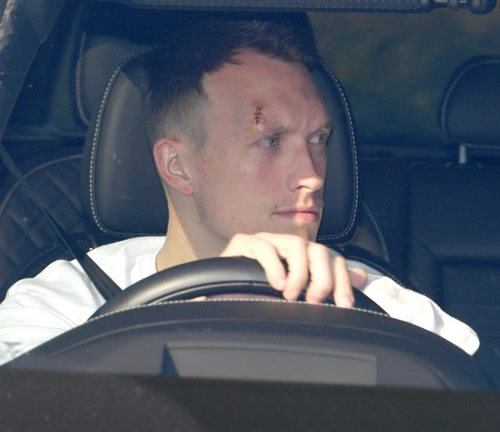 Phil Jones shows off stitches on way to Man Utd training after gruesome injury in West Ham win