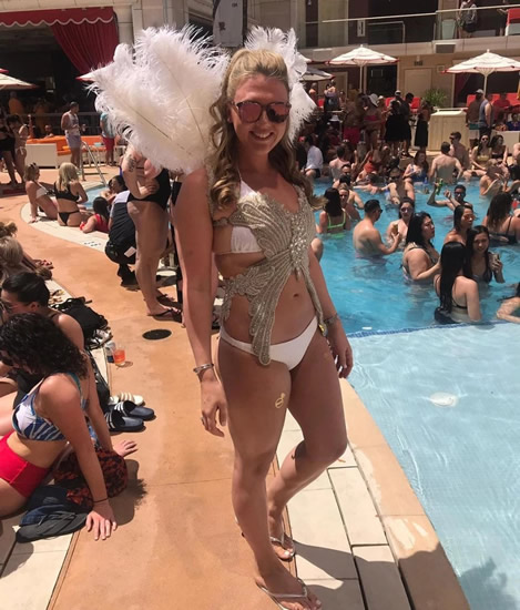 'HARRY'S ANGEL' Kate Goodland at pool party with seven bikini clad Harry Kanes during wild hen do celebrations of England captain’s fiancee