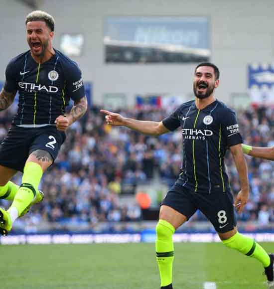 Brighton and Hove Albion 1 Manchester City 4: Guardiola's men storm to back-to-back titles