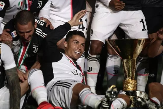 Juventus celebrate title as 'surprise' visitor Aaron Ramsey sees Cristiano Ronaldo and Co lift trophy