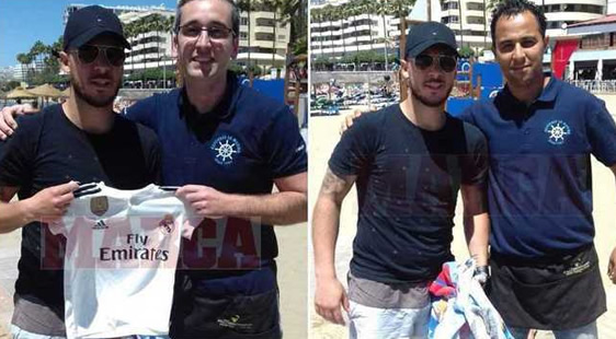Hazard poses with Real Madrid shirt in Marbella