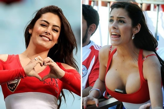 World Cup's 'sexiest fan' who stripped for final cheers on Paraguay ahead of Brazil clash
