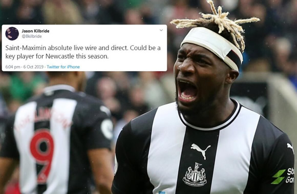 Newcastle fans in love with 'live wire' Saint-Maximin as winger tears up Man Utd