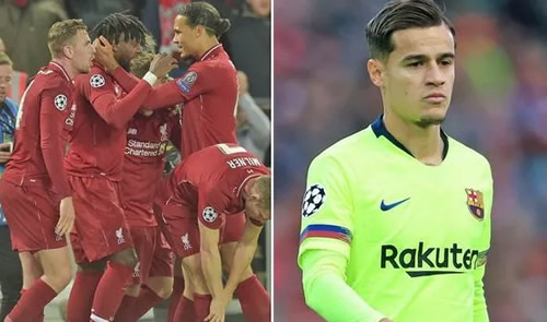 Philippe Coutinho’s dressing room reaction to Liverpool beating Barcelona has emerged
