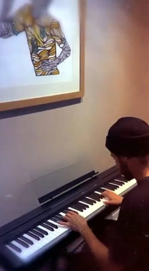 The moment Neymar shows off his musical skills by playing Coldplay on the piano