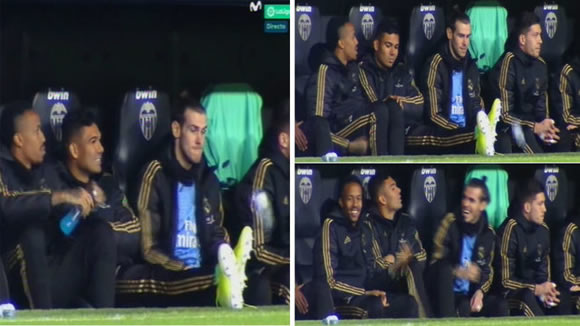 Bale seen attempting Bottle Flip Challenge during match against Valencia