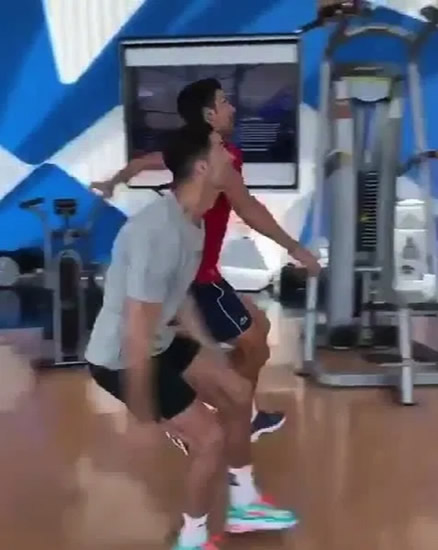 Cristiano Ronaldo branded the ‘GOAT’ after teaching Novak Djokovic ‘how to jump’