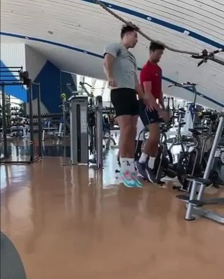 Cristiano Ronaldo branded the ‘GOAT’ after teaching Novak Djokovic ‘how to jump’