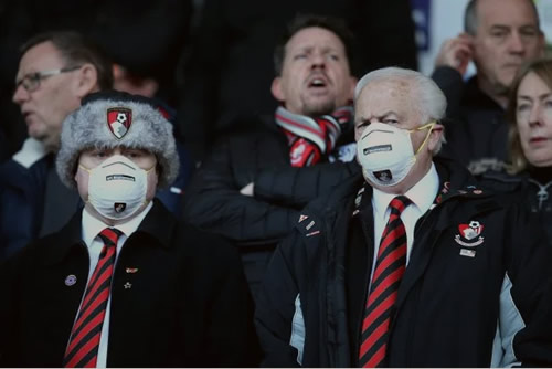 Bournemouth fans branded 'idiots' as they wear face masks in stands amid coronavirus fears for Aston Villa clash