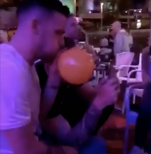 Premier League stars filmed inhaling from balloons as they party on winter break