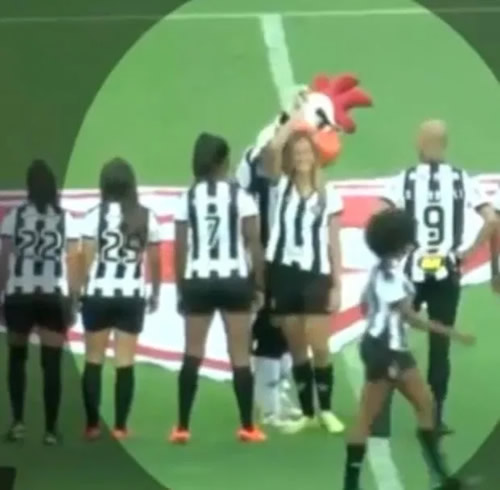 Huge 'macho' Mad Rooster mascot apologises for sexist behaviour after twirling female player around before a match