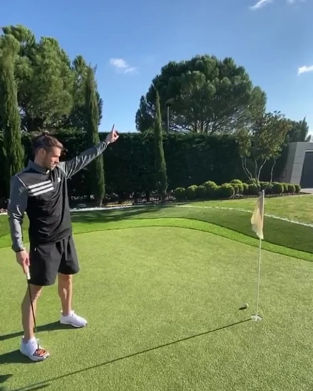Gareth Bale nails incredible golf trick shot to pass time on lockdown days after sharing twist on Stay At Home Challenge