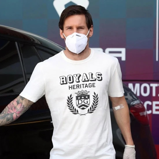 Lionel Messi wears face mask and gloves as Barcelona squad arrive back in training and squad are tested for coronavirus