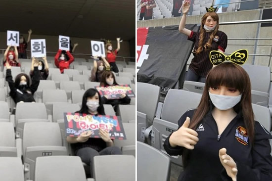 South Korean football side FC Seoul apologise for filling empty stadium with SEX DOLLS 'advertising local X-rated shop'