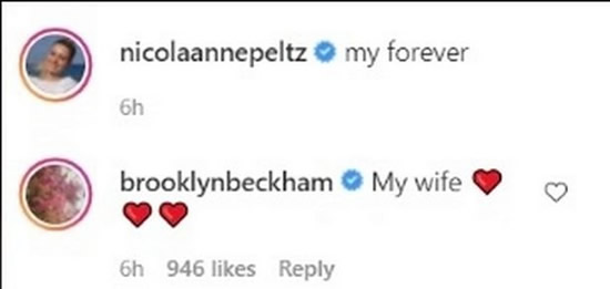 Brooklyn Beckham calls Nicola Petlz 'my wife' sparking rumours they've married already