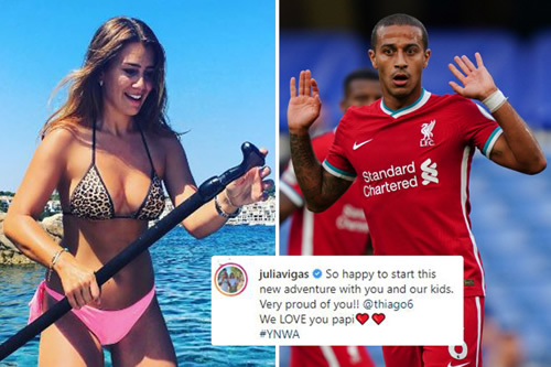 Thiago’s wife Julia Vigas gushes about how proud she is of Liverpool new boy as they begin ‘new adventure’ at Anfield