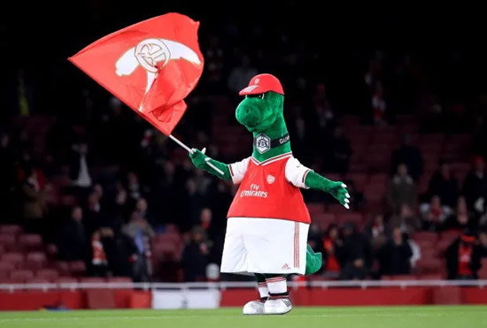 BACK FROM EXTINCTION Arsenal’s beloved mascot Gunnersaurus RETURNS to Emirates after controversial sacking and public outrage