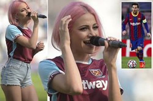 West Ham fan Pixie Lott wants Lionel Messi signed and pop star loves Tomas Soucek