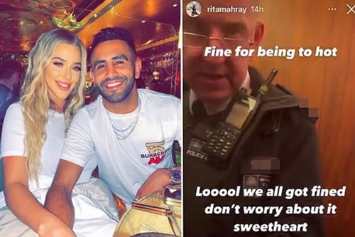 Riyad Mahrez's wife says she was 'fined for being too hot' as lockdown police raid party