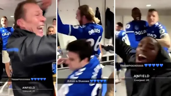 Footage From Inside Everton's Dressing Room At Anfield Has Emerged Online