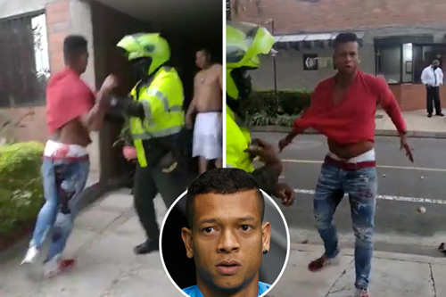 Shocking moment blood-soaked ex-Inter Milan star Fredy Guarin is arrested by cops after ‘assaulting parents’