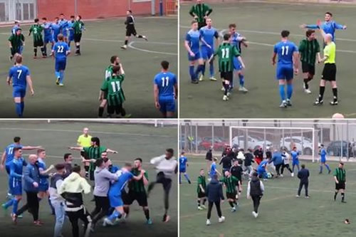 Spanish football match descends into chaos as players and fans clash in ugly scenes