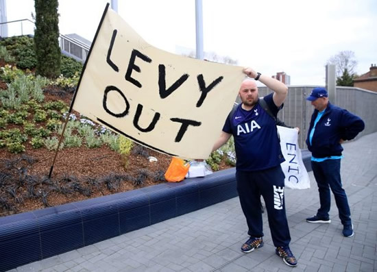 SPUR OF THE MOMENT Raging Tottenham fans protest outside of stadium with ‘Levy Out’ banners ahead of Southampton clash