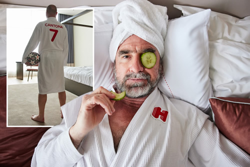 Football great Eric Cantona relaxes in a hotel in new ad for hotels.com
