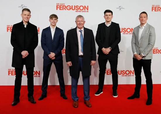 Man Utd boost as Maguire attends Alex Ferguson documentary premiere next to boss Solskjaer without protective boot