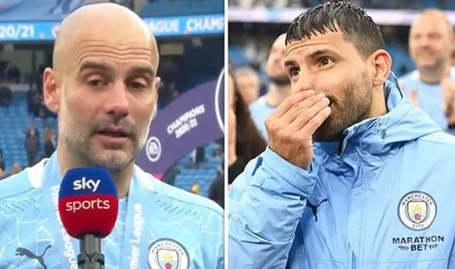 Pep Guardiola in tears as Man City boss pays tribute to 'irreplaceable' Sergio Aguero