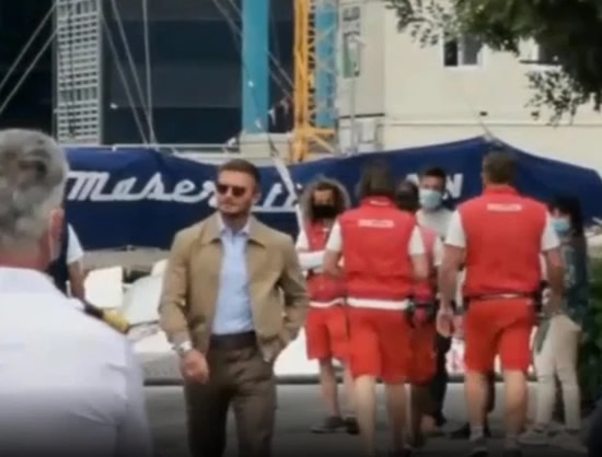ALL HANDS ON BECK David Beckham checks out £10million luxury superyacht on trip to Italy