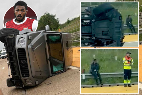 Arsenal star Ainsley Maitland-Niles involved in serious car accident and rolls £105k Mercedes G-Wagon on its side on M25