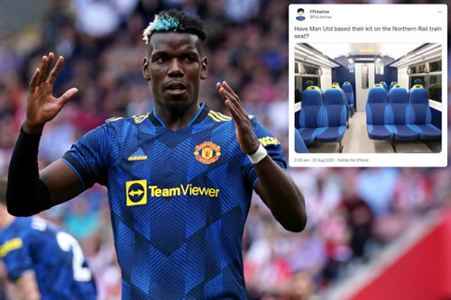 Man Utd fans have mixed reaction to new third kit… with dark blue shirt compared to Northern Rail seating colours