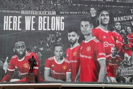 Man Utd plaster Cristiano Ronaldo's face on side of Old Trafford with huge mural alongside Portugal pal Bruno Fernandes