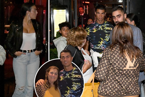 Cristiano Ronaldo, Georgina Rodriguez and his mum eat out at an Italian chain restaurant after stunning Man Utd return
