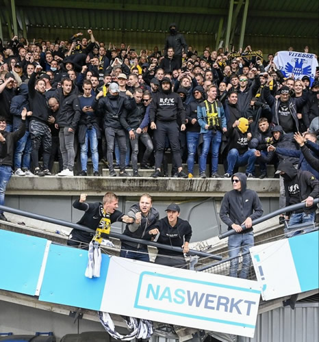 Stadium stand COLLAPSES as bouncing Vitesse fans celebrated 1-0 Eredivisie win over NEC, with no injures reported