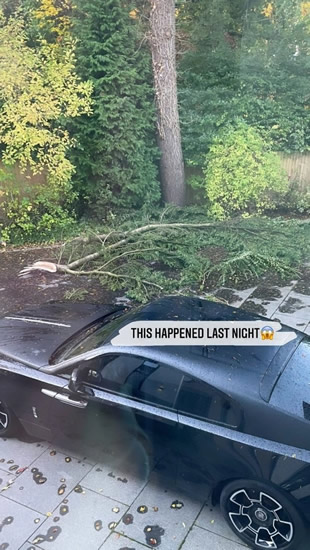 Man Utd star Paul Pogba's £300k Rolls-Royce just inches away from being smashed by huge tree branch during storm