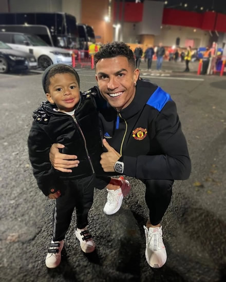 Cristiano Ronaldo makes Fred's son's day by stopping for picture with him and Man Utd pal's sister after win vs Atalanta