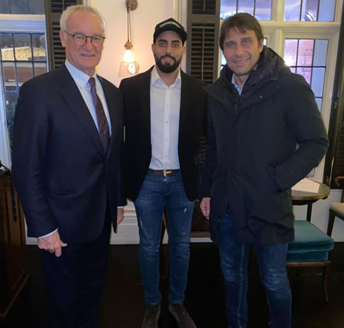 Incredible moment football fan runs into Antonio Conte and Claudio Ranieri during Valentine’s meal with his girlfriend