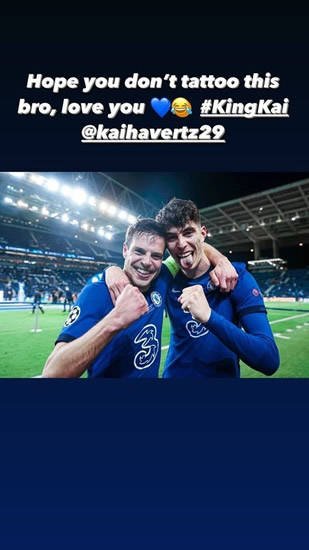 HAVING A LAUGH Chelsea stars troll Kai Havertz over his new tattoo as he unveils it after scoring against Lille in Champions League