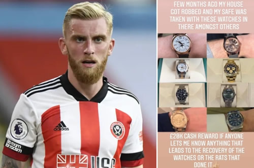 Sheffield Utd’s Oli McBurnie offers £20k reward after ‘rats’ stole £500,000 watch collection