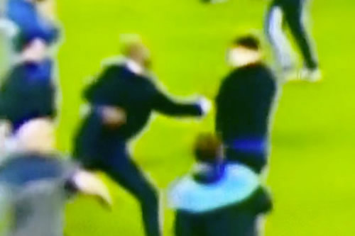 Patrick Vieira 'lashes out' at Everton fan as Toffees pitch invade in unsavoury scenes